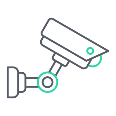 Güvenlik kamerası simgesi. ana hatlı cctv sistem vektör çizimi sembolü