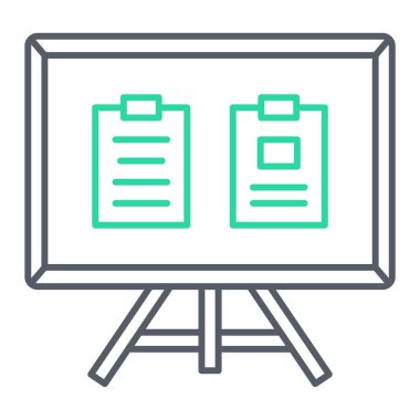 Eğitim, sınıf, grafik, karatahta, tablo, tahta, ince dış hatların sunumu için vektör çizgisi simgesi