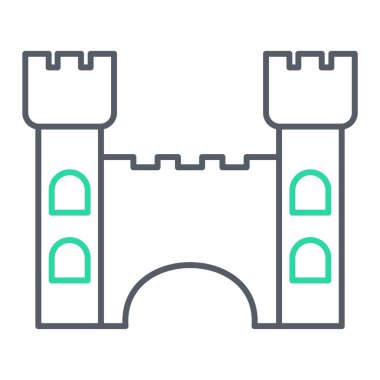 Şato kulesi ikon vektörü. Ortaçağ tapınağı işareti. izole edilmiş sınır sembolü çizimi