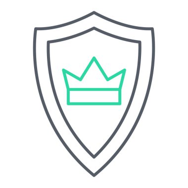 Yeşil kurdeleli kalkan ve gölge ikon vektör illüstrasyon tasarımı