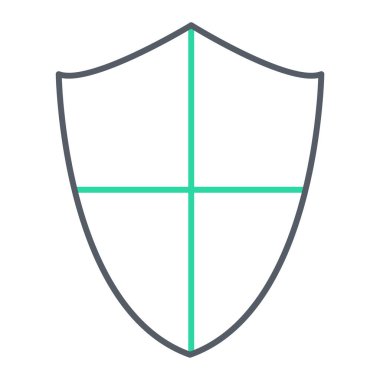 Kalkan simgesi. Beyaz arkaplanda izole edilmiş web tasarımı için basit bir güvenlik vektör sembolü çizimi