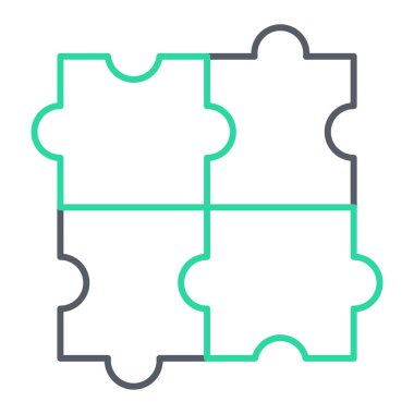 Yapboz parçası ikon vektörü. Ana hatlı çözüm vites levhası. izole edilmiş sınır sembolü çizimi