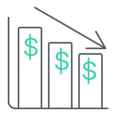 Dolar vektör illüstrasyonu, düz tasarım simgesi