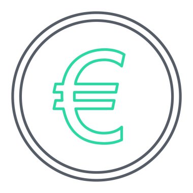 Avro işareti simgesi. İnce çizgi sembolü. Gölgeli yuvarlak düğme. vektör illüstrasyonu