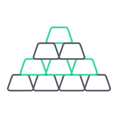 Altın külçeleri ikonu. Web tasarımı için altın ingotların ince çizgi çizimi vektör deseni