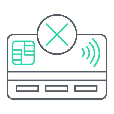 Kredi kartı ikon vektörü. İnce çizgi işareti. izole edilmiş sınır sembolü çizimi