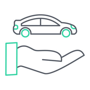 Araba sigortası ikonu. Web için otomatik vektör simgelerinin özet çizimi