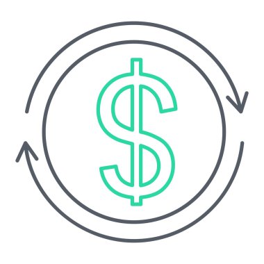 Dolar işareti simgesi. Para sembolü. düz tasarım biçimi.