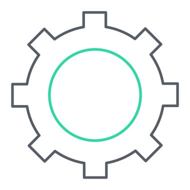 dişli vektör simgesi. biçim düz çizgi sembolü, siyah renk, yuvarlak açılar, beyaz arkaplan