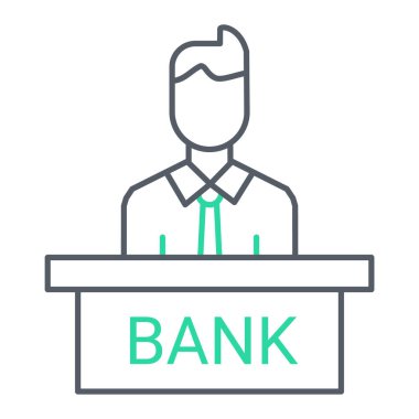 Kutu ikonu olan bir iş adamı. Beyaz arkaplanda izole edilmiş web için oy pusulası vektör simgelerine sahip iş adamlarının ana hatları