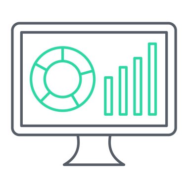 veri analiz simgesi. Web için turta grafik vektör simgelerinin özet çizimi