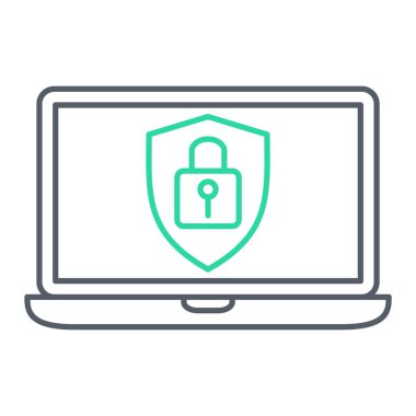 asma kilit ve kalkan vektör çizimine sahip dizüstü bilgisayar