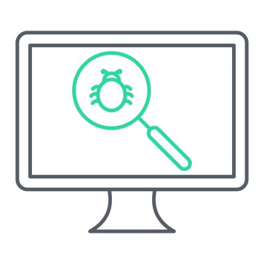 büyüteç ve büyüteç vektör illüstrasyon tasarımlı bilgisayar monitörü