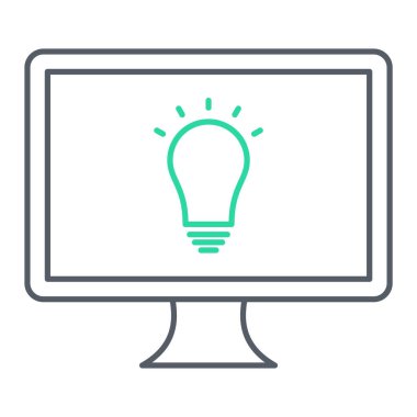 Ampul simgesi vektör illüstrasyon tasarımlı bilgisayar monitörü