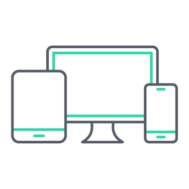 Tablet, pc ve cep telefonu vektör illüstrasyonlu akıllı telefon