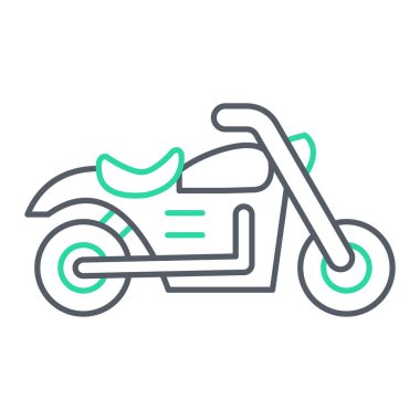Beyaz arka planda izole edilmiş ana hatlı motosiklet simgesi. motor sembolü illüstrasyonu.