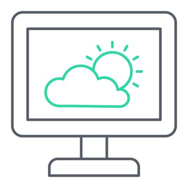 Bulut hesaplama simgesi. Web için dizüstü bilgisayar vektör simgelerinin özet çizimi