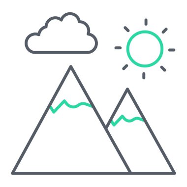 Beyaz arkaplanda izole edilmiş dağ simgesi. vektör illüstrasyonu