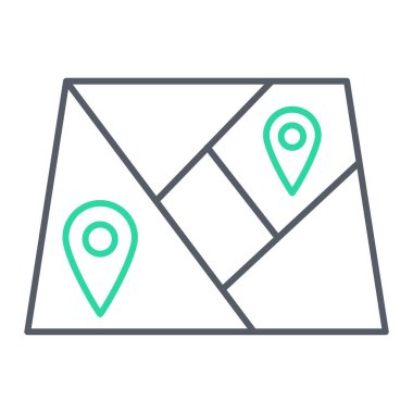 Harita işaretleyici simgesi. Çizgi konum rotası çizim sembolü ve web tasarımı. beyaz arkaplanda izole