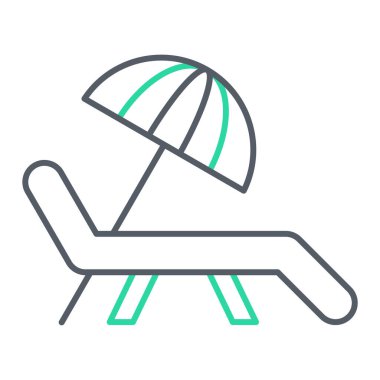 Plaj sandalyesi ikonu. Güneş yatağı taşıyıcı sembolünün ana hatları web tasarımı