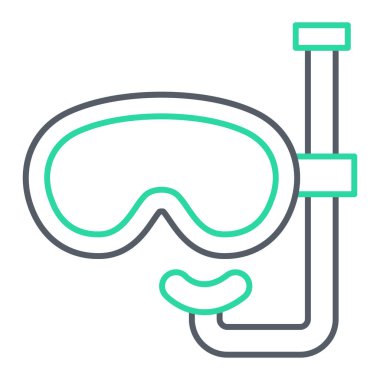 Tüplü dalış maskesi ikon vektörü. Yüzme havuzu işareti. izole edilmiş sınır sembolü çizimi