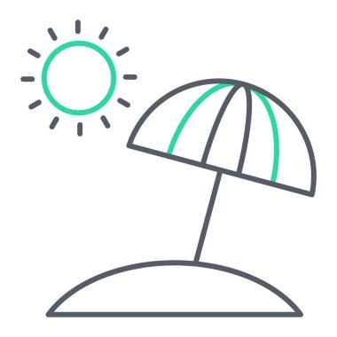 Plaj şemsiyesi ikonu. Yaz tatili sembolü. vektör illüstrasyonu