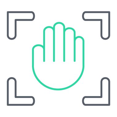 El, beyaz arkaplanda izole edilmiş ana hatlı hareket simgesi ile dur. Zafer gününün sembolü. vektör illüstrasyonu