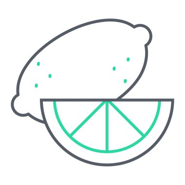 limon ve bir dilim meyve ikonu vektör illüstrasyon tasarımı