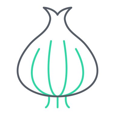 Soğan sebze ikonu. Ana hatlarıyla sarımsak vektör çizimi. beyaz arkaplanda izole