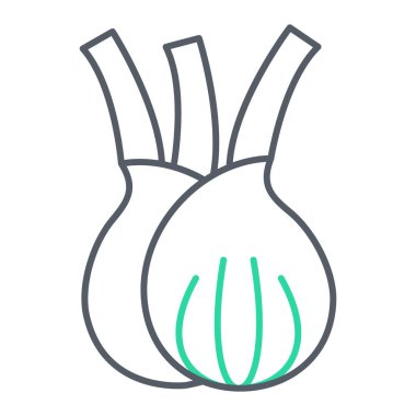 Sebze ikonu. Ana hatlı soğan vektör çizimi. izole kontur sembolü