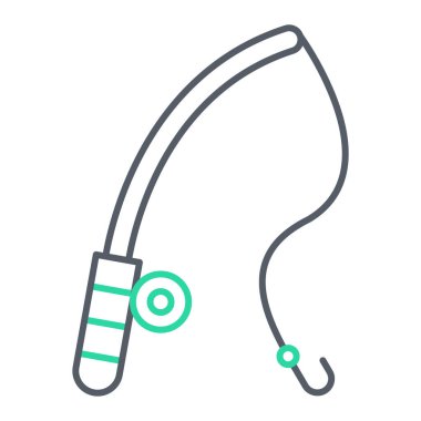 Balık kancası ikonu. ana hatlı spor ekipmanı vektör illüstrasyon sembolü tasarımı.