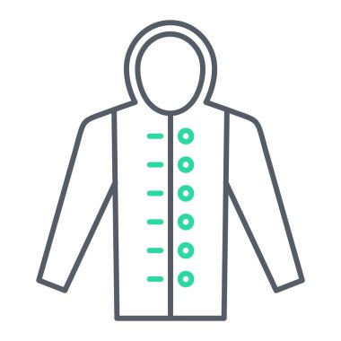 Ağ ve mobil uygulama tasarımınız için beyaz arkaplanda izole edilmiş ceket simgesi vektörü, sweatshirt logo konsepti