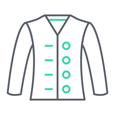 Ceket simgesi vektörü beyaz arkaplanda izole edildi, gömlek şeffaf işaret, çizgi ve çizgi elementleri doğrusal biçiminde