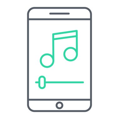 Müzik çalar satırı simgesi olan akıllı telefon