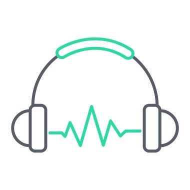 Kulaklık ikonlu kulaklıklar. Müzik sembolü. vektör illüstrasyonu