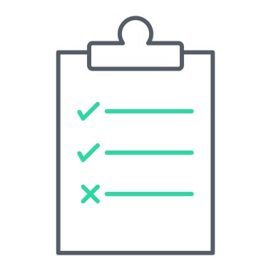 Liste simgesi olan pano. Web için kontrol listesi vektör simgelerinin özet çizimi