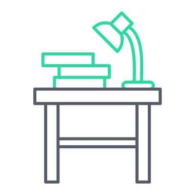 Kitap ikonlu masa. Ofis çizelgesi çizimi. beyaz arkaplanda izole