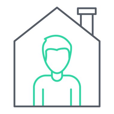 Ev ikonu olan bir adam. vektör illüstrasyonu