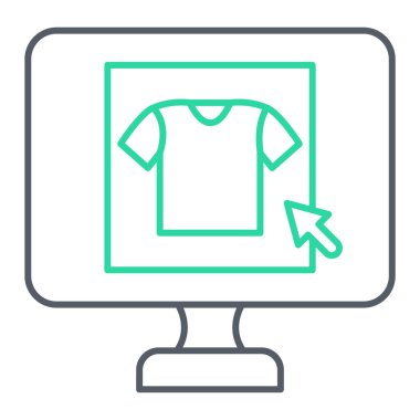 Çevrimiçi alışveriş hattı simgesi. taslak vektör illüstrasyon sembolü ve bonus pictogram