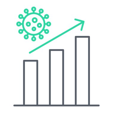 covid 19 büyüme grafik ikonu vektörü. İnce çizgi işareti. izole edilmiş sınır sembolü çizimi