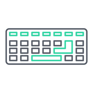 Web ve mobil uygulama tasarımınız, bilgisayar logosu konseptiniz için beyaz arkaplanda izole edilmiş klavye simgesi vektörü