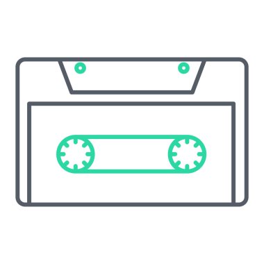 kaset ikonu. Ana hatları pop sanat tarzı vektör illüstrasyonu. beyaz arkaplanda izole