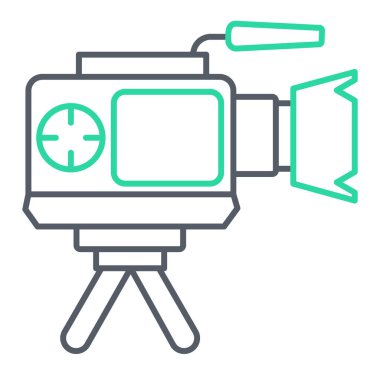 Video kamera hattı simgesi. Film projektörü işareti. Sinema sembolü izole edilmiş sınır elemanı çizimi