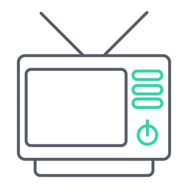 Televizyon ikonu. Web için televizyon vektör simgelerinin özet çizimi