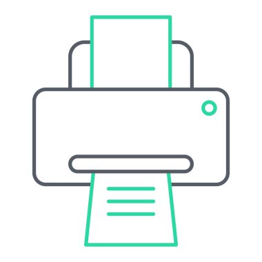 Web ve mobil uygulama tasarımınız için beyaz arkaplanda izole edilmiş yazıcı simgesi vektörü, bilgisayar logosu kavramı