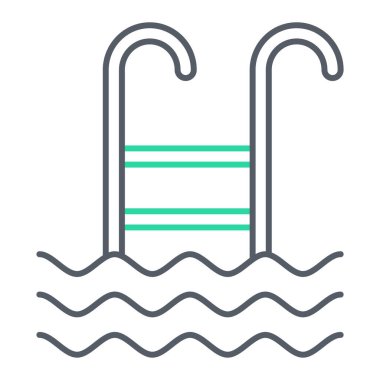 Yüzme havuzu ikonu. Web için su hortumu vektör simgelerinin özet çizimi