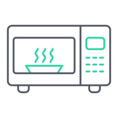 mikrodalga fırın ikonu vektörü. İnce çizgi işareti. izole edilmiş sınır sembolü çizimi