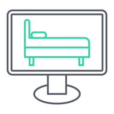 kanepe çizgisi simgesi, konsept illüstrasyon, taslak sembol, vektör işareti, doğrusal semboller.