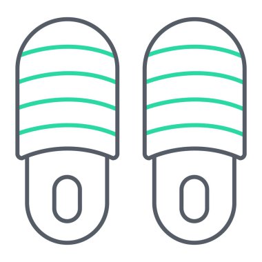 Beyaz arkaplanda yeşil çizgili terlik simgesi var. vektör illüstrasyonu