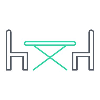 Sandalye kuyruğu simgesi olan masa. vektör illüstrasyonu